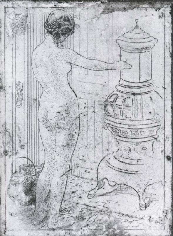 model by a Heater, Carl Larsson